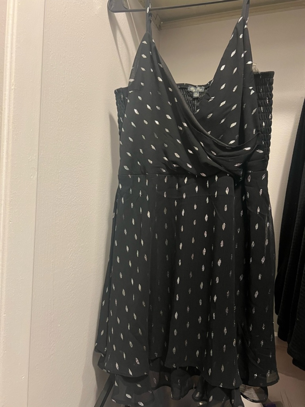 Black Printed V-Neck Dress XXL Lily Rose